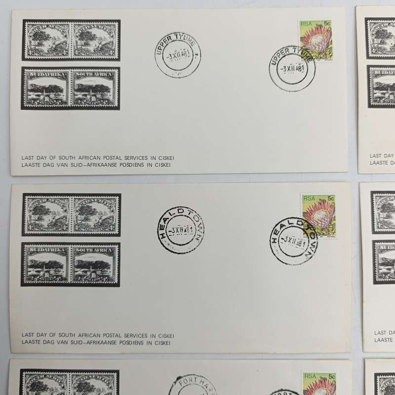 Lot of 6 different last day of South Africa postal services in Ciskei covers - all different
