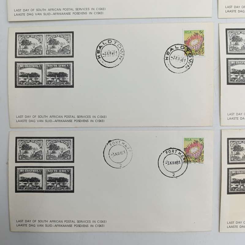 Lot of 6 different last day of South Africa postal services in Ciskei covers - all different