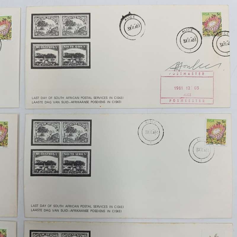 Lot of 6 different last day of South Africa postal services in Ciskei covers - all different