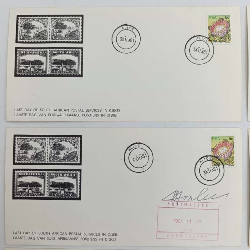 Lot of 8 covers - Last day South Africa postal services in Ciskei all different