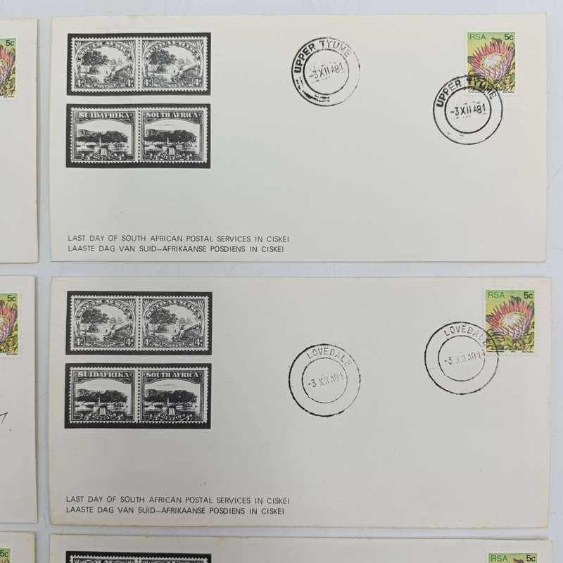 Lot of 8 covers - Last day South Africa postal services in Ciskei all different