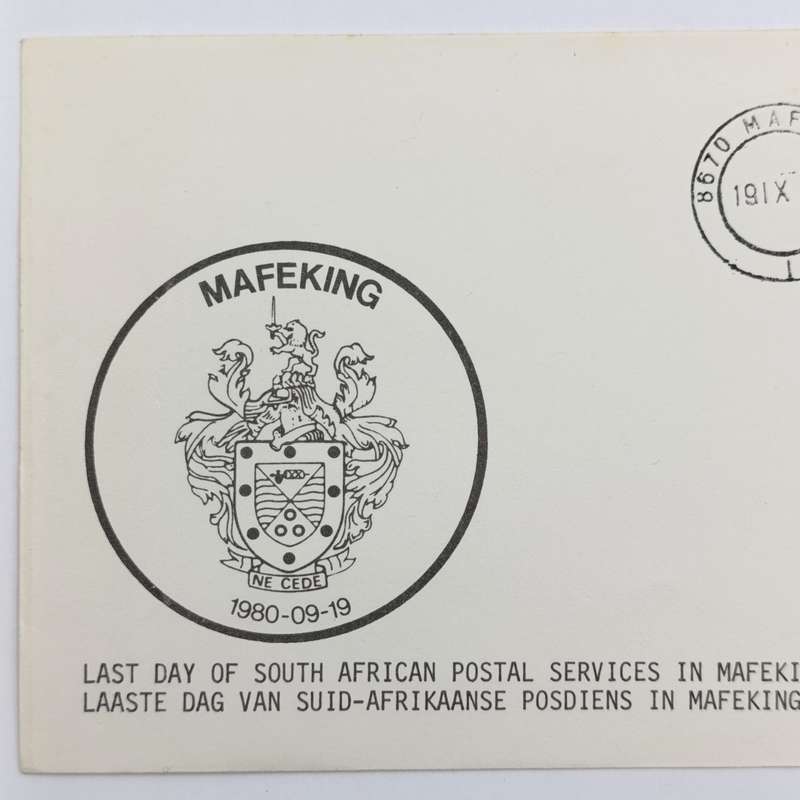 Pair of postal covers Last day of South Africa postal services in Mafeking