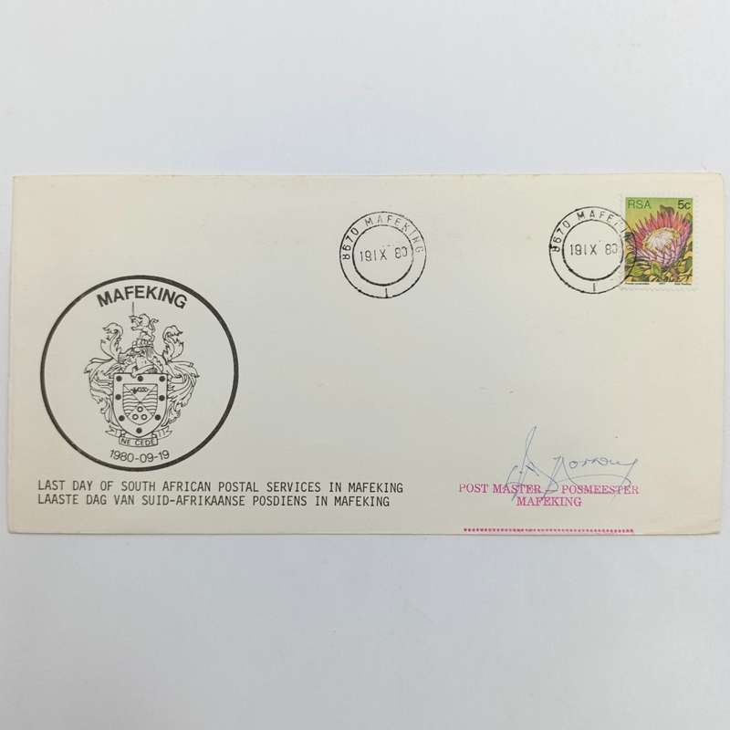 Pair of postal covers Last day of South Africa postal services in Mafeking