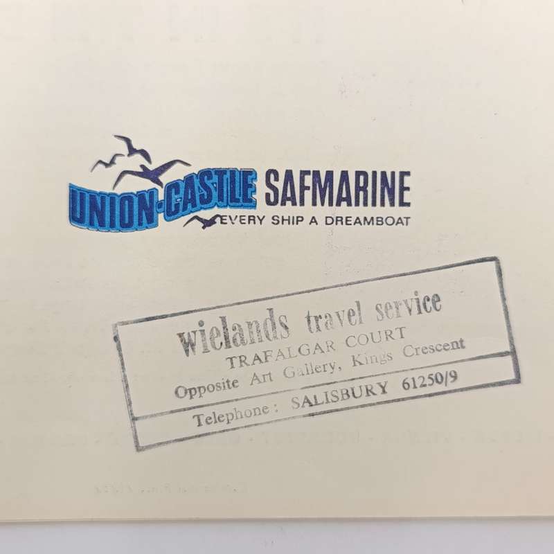 Lot of vintage Union Castle/ Safmarine documents and brochure