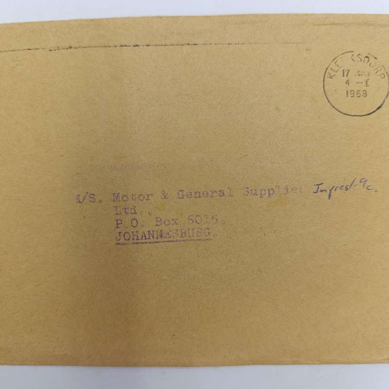 1968 Letter from Klerksdorp to Johannesburg on Barclays Bank Stationery
