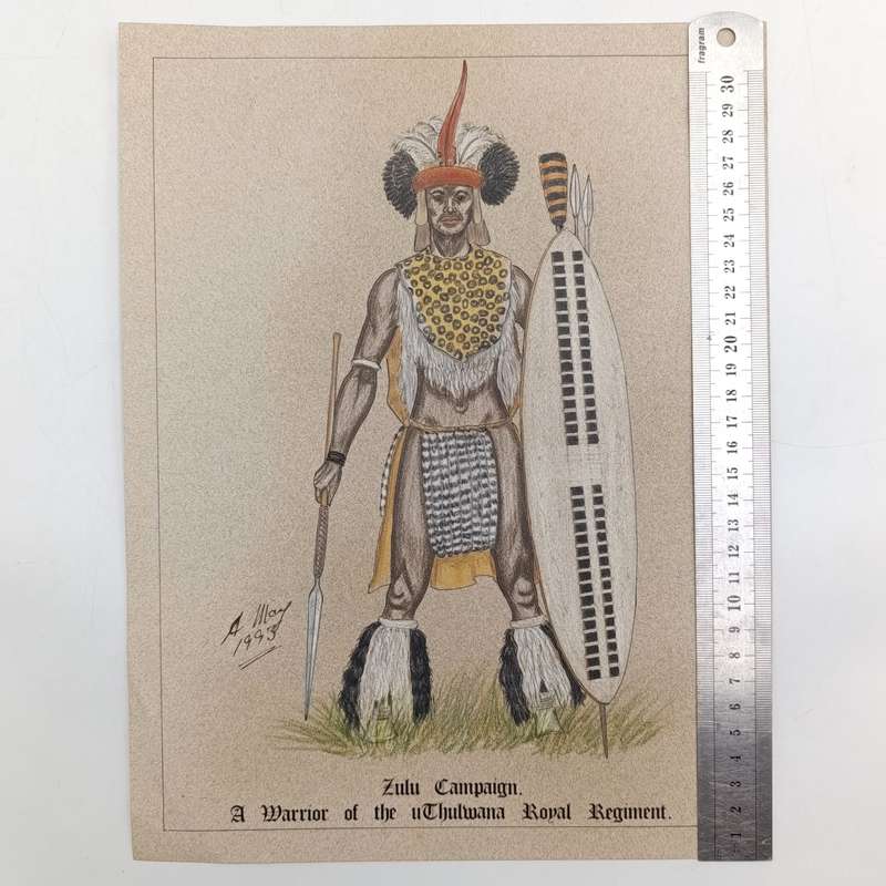 Original drawing of Zulu Warrior in 1993 by Andy May