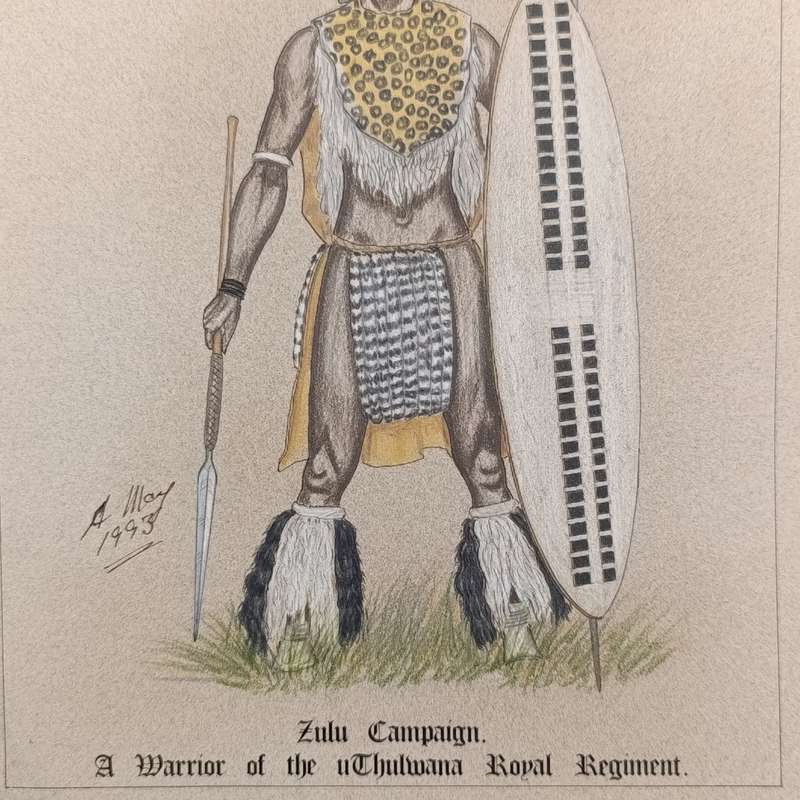 Original drawing of Zulu Warrior in 1993 by Andy May