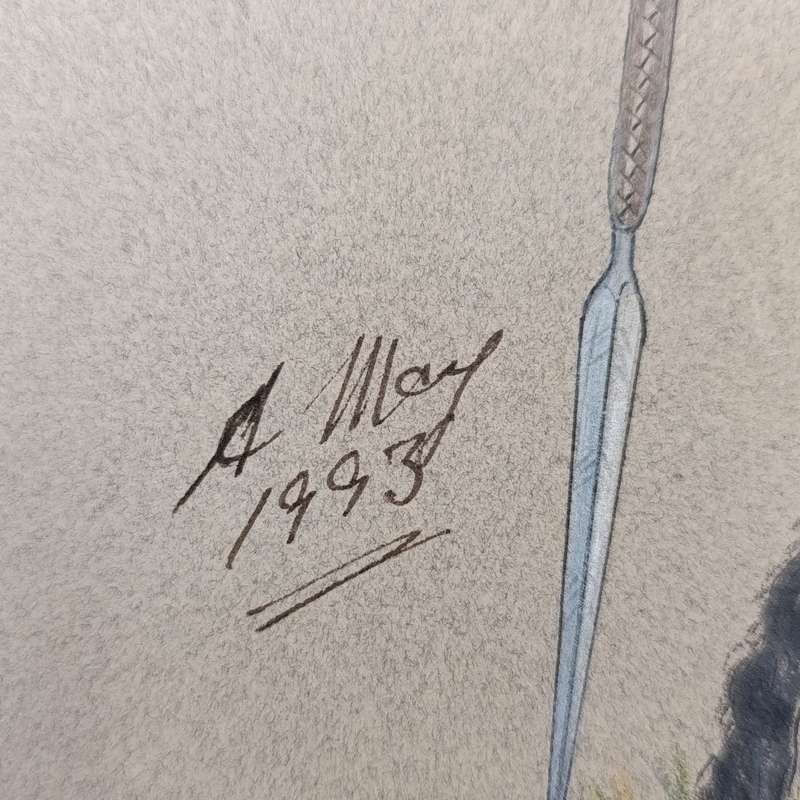 Original drawing of Zulu Warrior in 1993 by Andy May