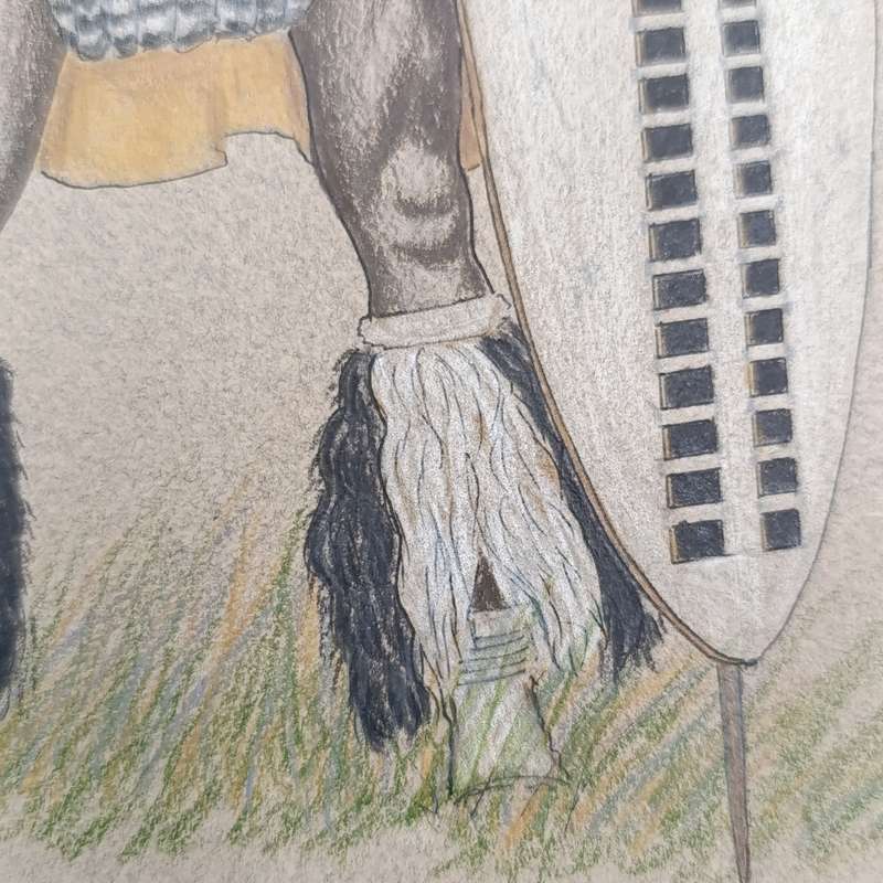 Original drawing of Zulu Warrior in 1993 by Andy May