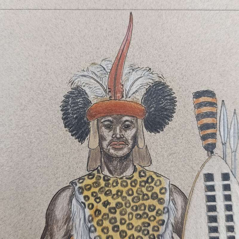 Original drawing of Zulu Warrior in 1993 by Andy May