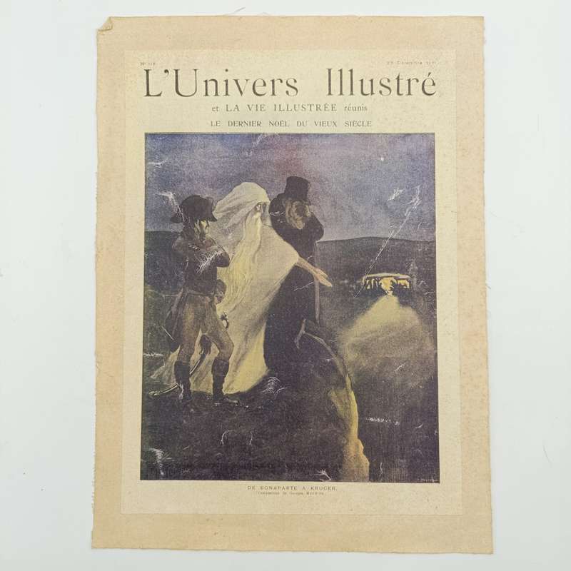 Illustrated front cover of French magazine - Boer War period. Scheteh of Napoleon and kruger