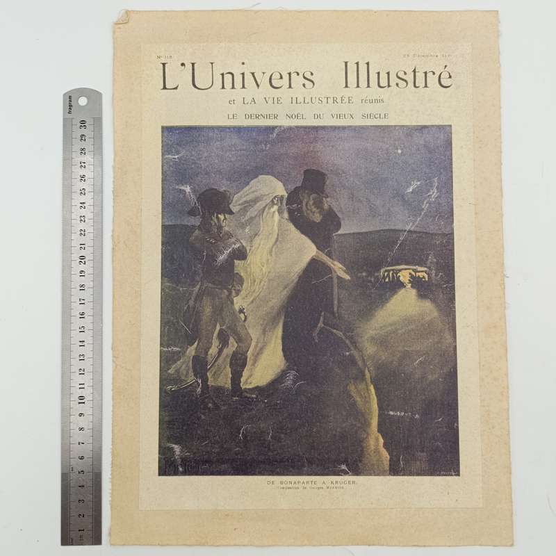Illustrated front cover of French magazine - Boer War period. Scheteh of Napoleon and kruger