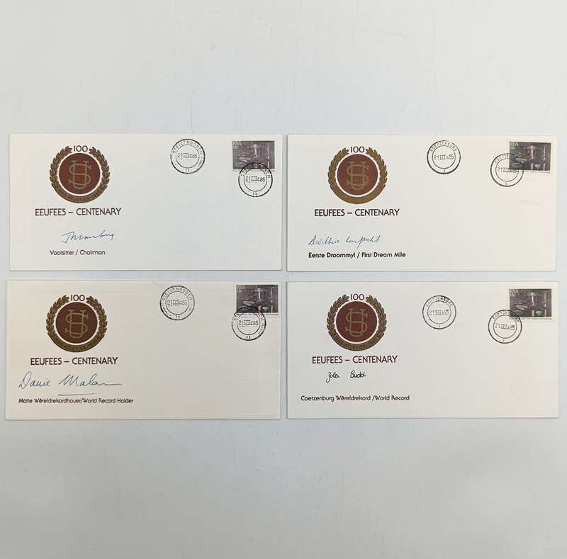 South Africa - Set of 4 University of Stellenbosch first day covers signed by Jannie Momberg