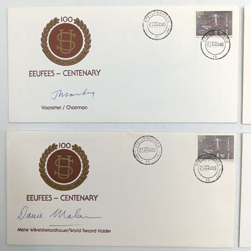 South Africa - Set of 4 University of Stellenbosch first day covers signed by Jannie Momberg