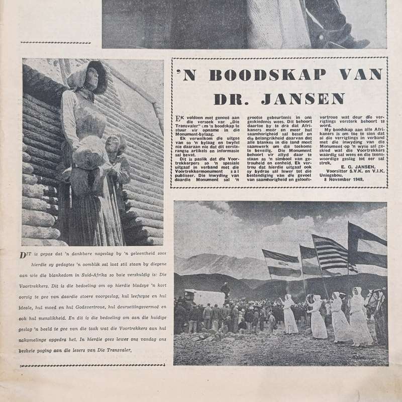 Die Voortrek 1949 and Die Patriot 1988 Groot Trek editions with apartheid advertisement