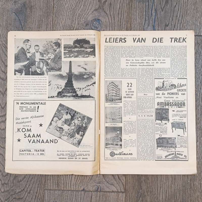 Die Voortrek 1949 and Die Patriot 1988 Groot Trek editions with apartheid advertisement