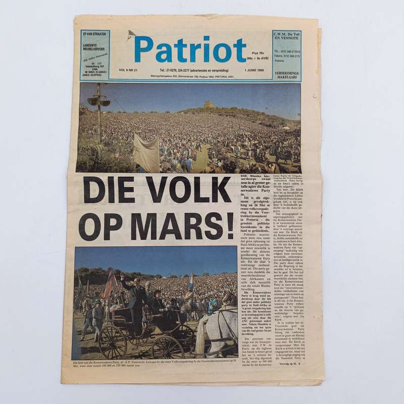 Die Patriot newspaper - Die Volk op Mars - 1 Junie 1990