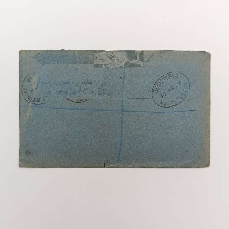 Postal cover sent from Gipsy Hill (London) with Norwood 3 registration sent to Gibraltar
