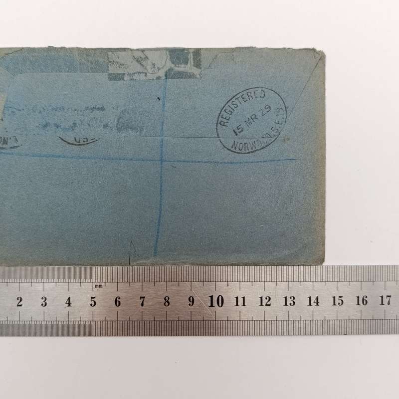 Postal cover sent from Gipsy Hill (London) with Norwood 3 registration sent to Gibraltar