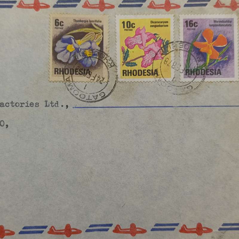 Registered postal cover from Gatooma, Rhodesia to Vereeniging