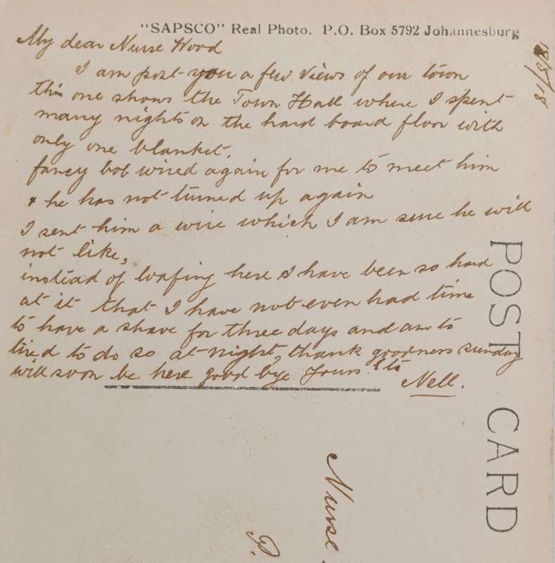 Postcard from Holfontein to Johannesburg with Violet Holfontein cancel