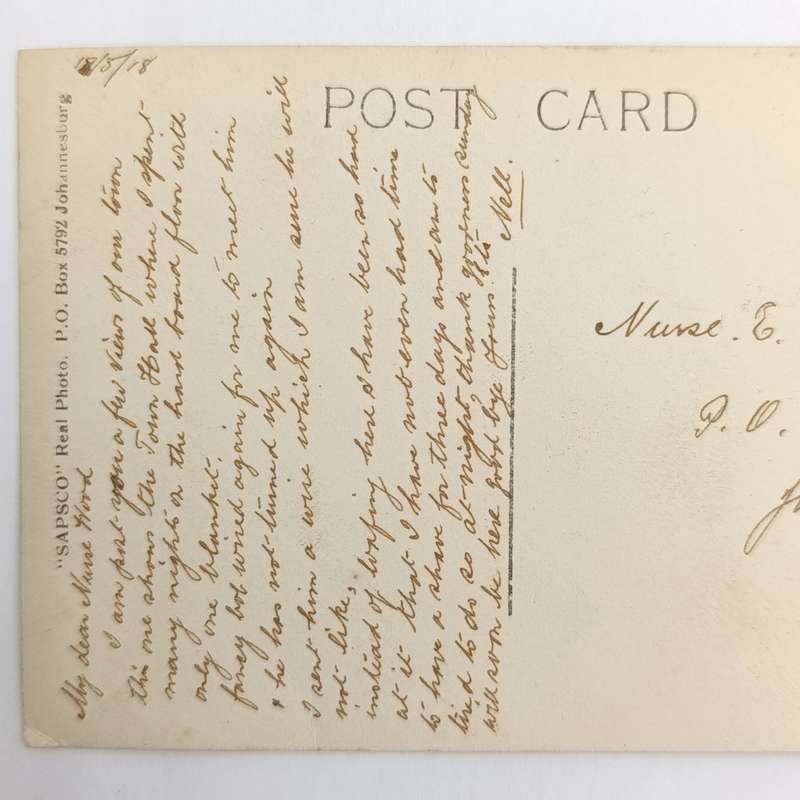 Postcard from Holfontein to Johannesburg with Violet Holfontein cancel