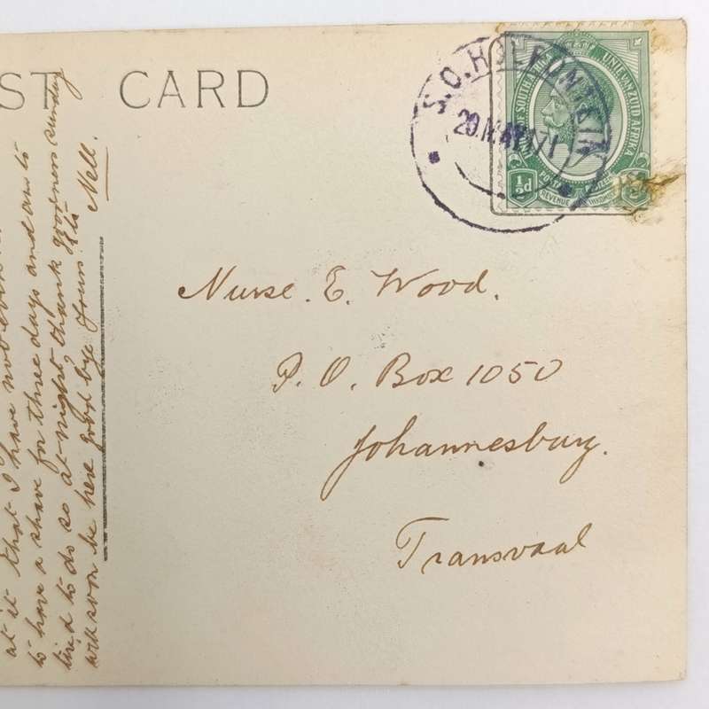 Postcard from Holfontein to Johannesburg with Violet Holfontein cancel