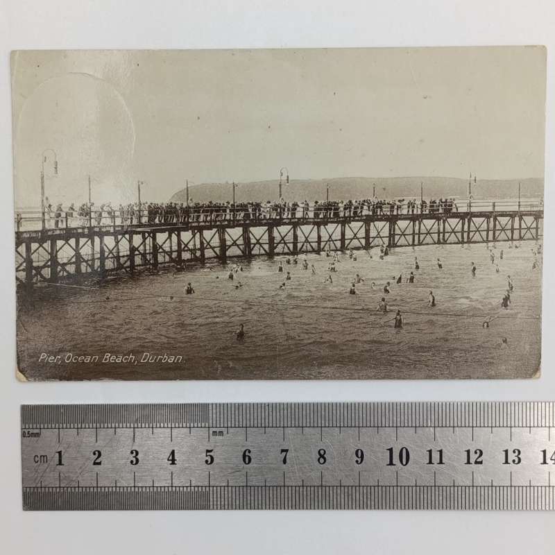 Postcard with picture of Ocean Beach Pier, Durban - Superb Howick cancel, 16 August 1914