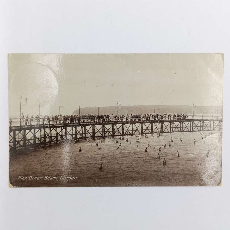 Postcard with picture of Ocean Beach Pier, Durban - Superb Howick cancel, 16 August 1914