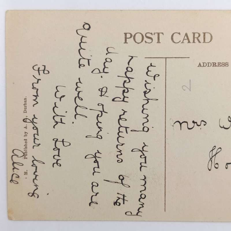 Postcard with picture of Ocean Beach Pier, Durban - Superb Howick cancel, 16 August 1914