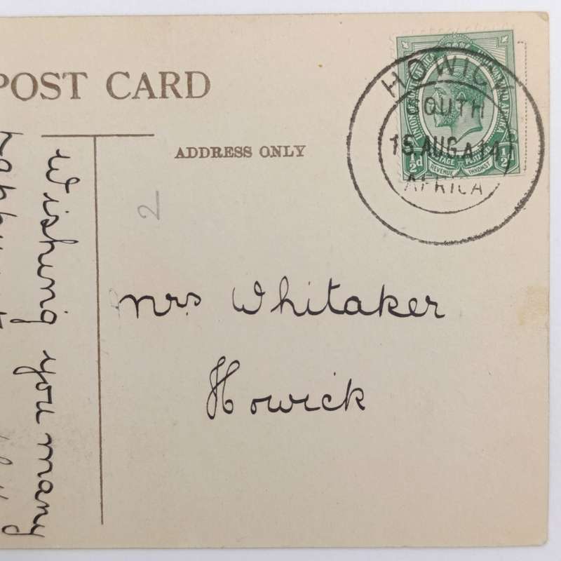 Postcard with picture of Ocean Beach Pier, Durban - Superb Howick cancel, 16 August 1914