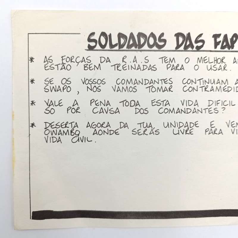 Vintage SADF Border war era FAPLA soldier Propaganda pamphlet