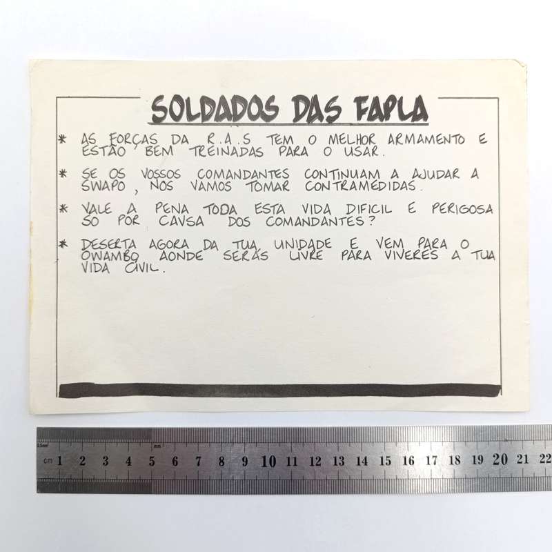Vintage SADF Border war era FAPLA soldier Propaganda pamphlet