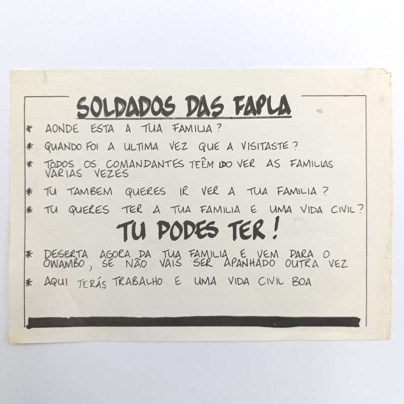 Vintage SADF Border war era FAPLA soldier propaganda pamphlet