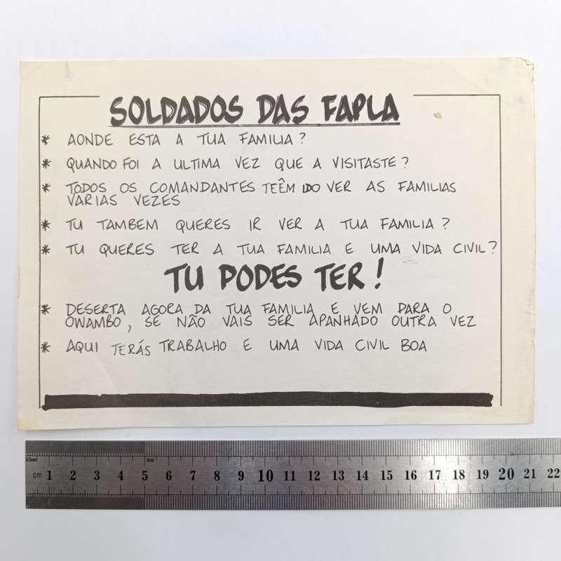 Vintage SADF Border war era FAPLA soldier propaganda pamphlet