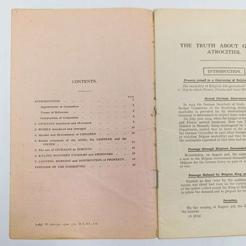 WW1 booklet - issued 1915 - The truth about German atrocities