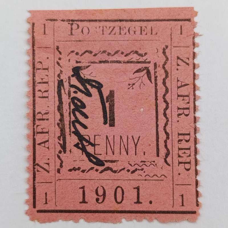Set of 3 ZAR Pietersburg 1 Penny stamps - All 3 perforated types with controller's initials in black
