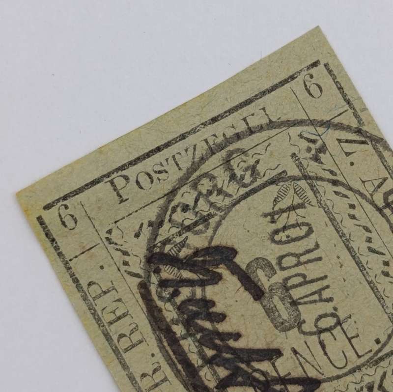 1901 ZAR Pietersburg type 1 imperforate 6 Pence stamp with controller's initials in black