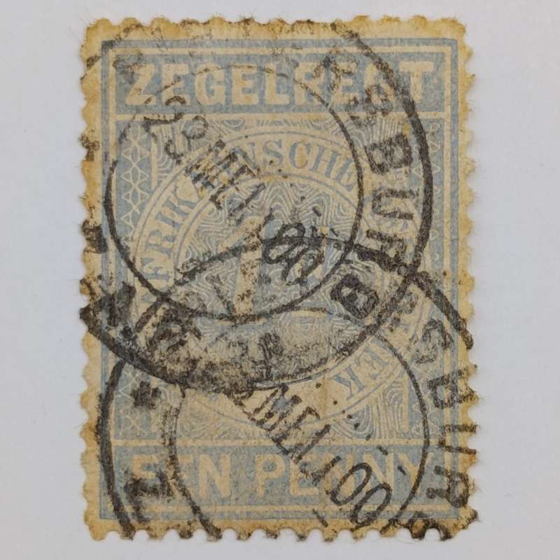 1895 Transvaal 1 Penny Fiscal stamp - postally used 23 May 1900 at Pietersburg - no V.R.I overstamp