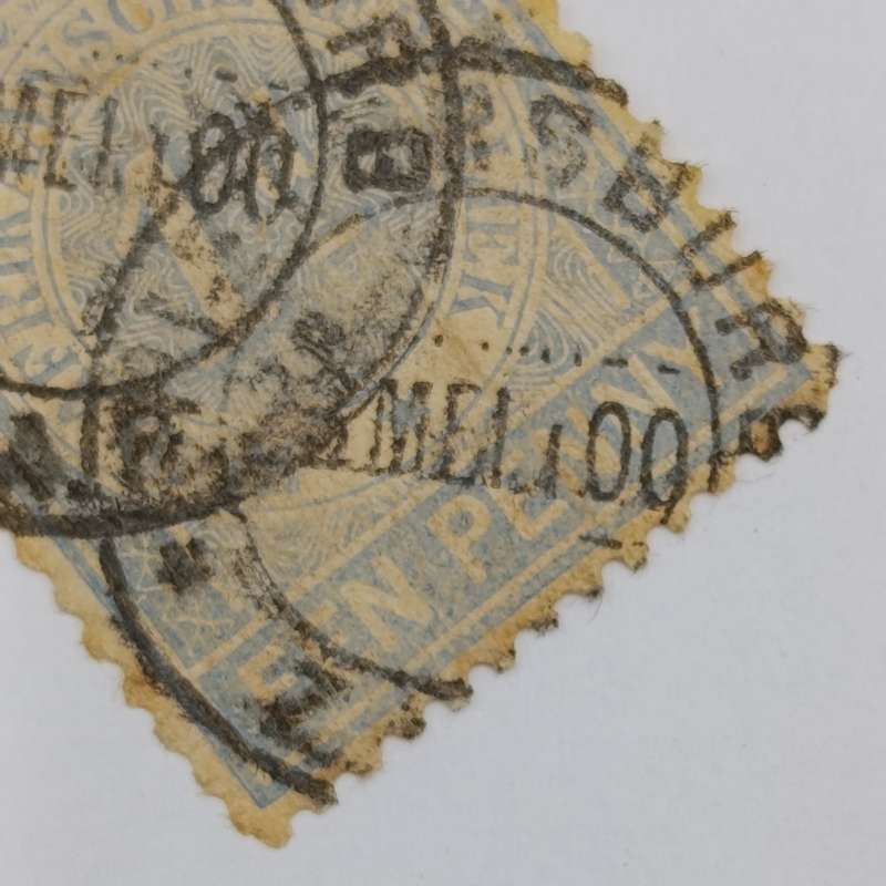 1895 Transvaal 1 Penny Fiscal stamp - postally used 23 May 1900 at Pietersburg - no V.R.I overstamp