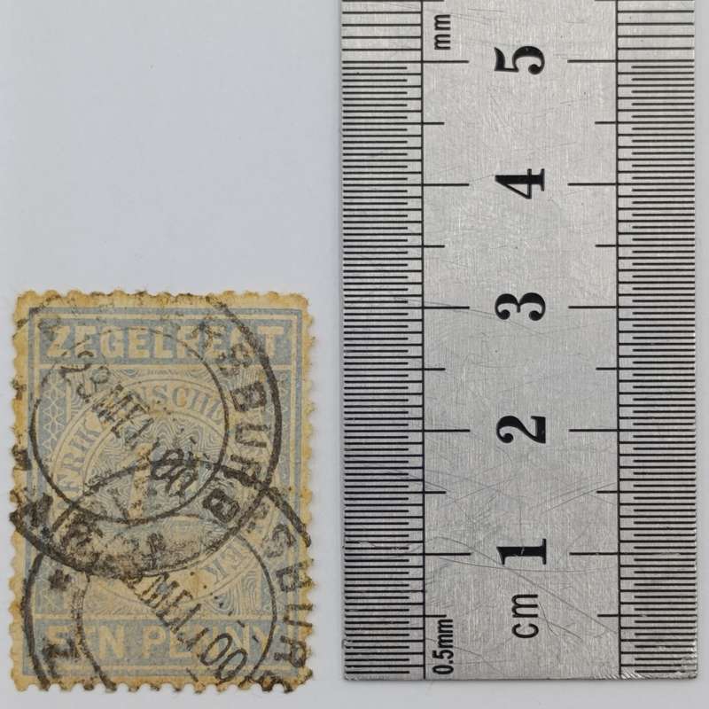 1895 Transvaal 1 Penny Fiscal stamp - postally used 23 May 1900 at Pietersburg - no V.R.I overstamp