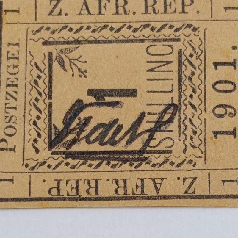 1901 ZAR Pietersburg type 1 imperforated 1 Shilling mint stamp - SACC 16