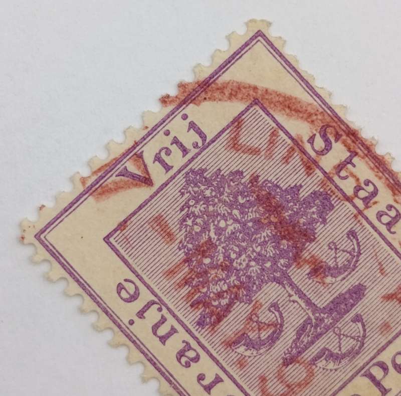 2x Free State Twee Pence stamps cancelled in black and red brown
