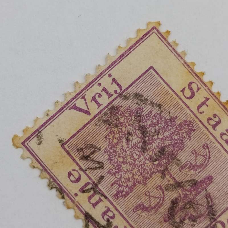 2x Free State Twee Pence stamps cancelled in black and red brown