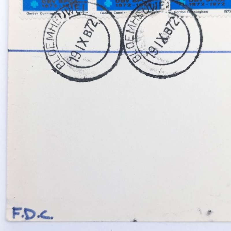 First day cover card with three 5c SPCA Stamps