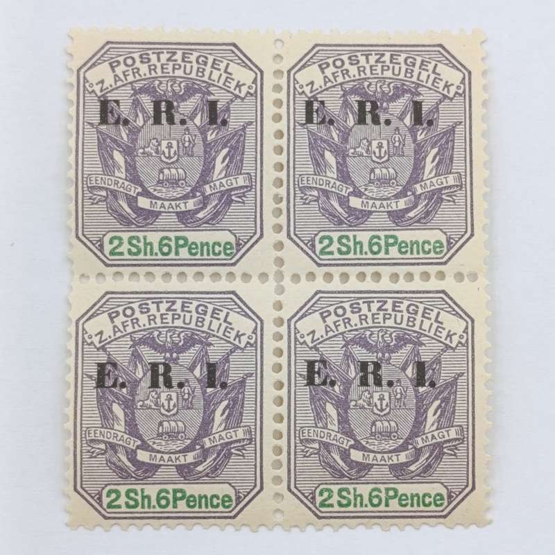 ZAR  256d SACC 248 October 1902 Block of 4 mint stamps - never hinged