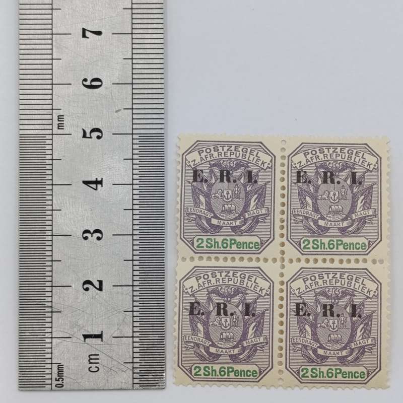 ZAR  256d SACC 248 October 1902 Block of 4 mint stamps - never hinged