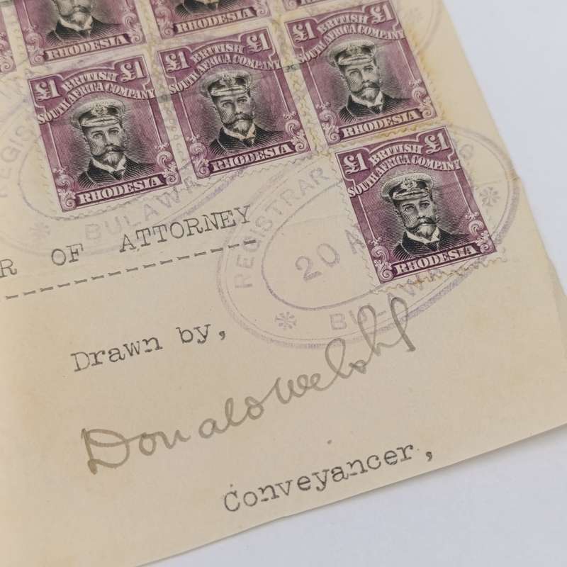 Lot of 24 1 pound BSA Company stamps plus one 5 shilling fiscally used
