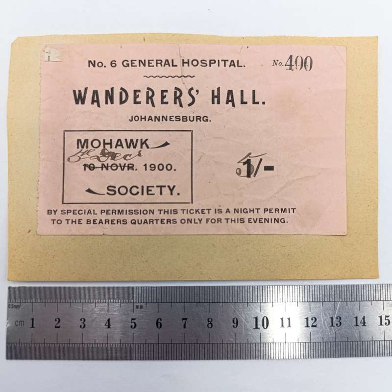 Boer War period 1900 permit for the General Hospital Johannesburg 1 shilling overprinted 5 shillings