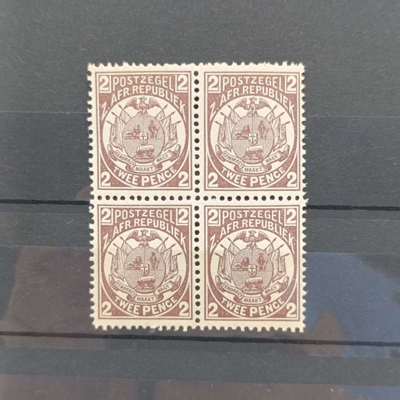 ZAR 2d SACC 180 Block of 4 mint stamps September 1885